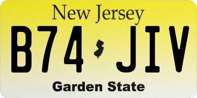 NJ license plate B74JIV