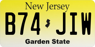 NJ license plate B74JIW