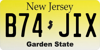 NJ license plate B74JIX