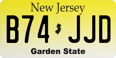 NJ license plate B74JJD