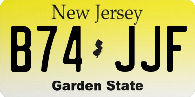 NJ license plate B74JJF