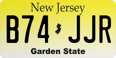NJ license plate B74JJR