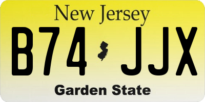 NJ license plate B74JJX