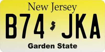NJ license plate B74JKA