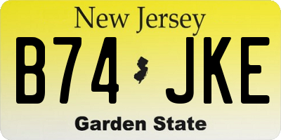 NJ license plate B74JKE