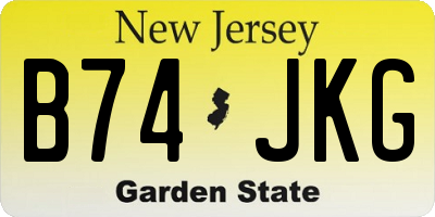NJ license plate B74JKG