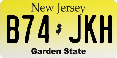 NJ license plate B74JKH