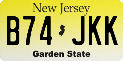 NJ license plate B74JKK