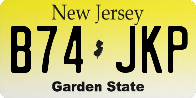 NJ license plate B74JKP
