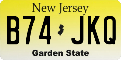 NJ license plate B74JKQ