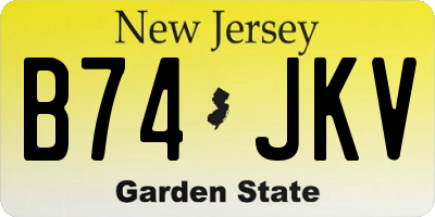 NJ license plate B74JKV
