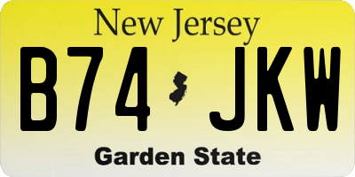 NJ license plate B74JKW
