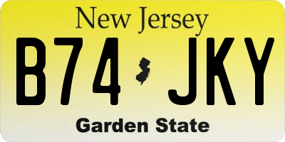 NJ license plate B74JKY