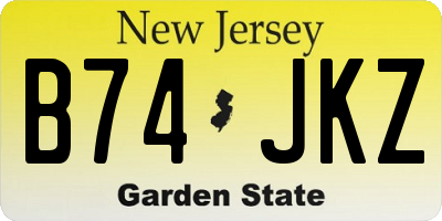 NJ license plate B74JKZ