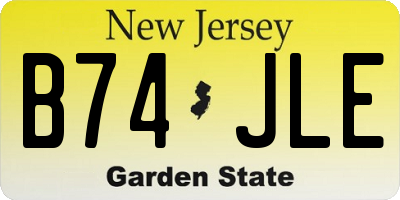 NJ license plate B74JLE