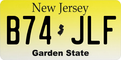 NJ license plate B74JLF