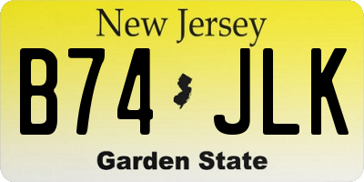 NJ license plate B74JLK
