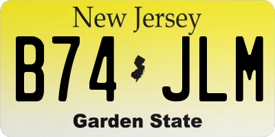 NJ license plate B74JLM