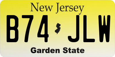 NJ license plate B74JLW