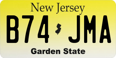 NJ license plate B74JMA