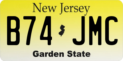 NJ license plate B74JMC