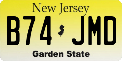 NJ license plate B74JMD
