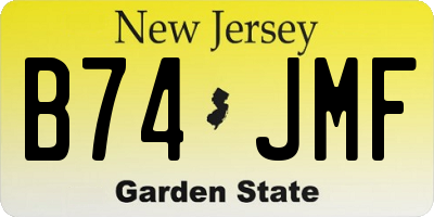 NJ license plate B74JMF