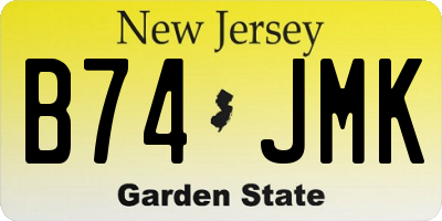 NJ license plate B74JMK