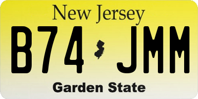 NJ license plate B74JMM