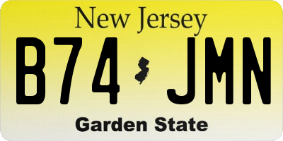 NJ license plate B74JMN