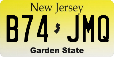 NJ license plate B74JMQ