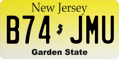 NJ license plate B74JMU