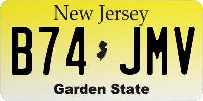 NJ license plate B74JMV