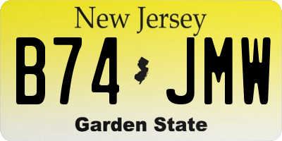 NJ license plate B74JMW