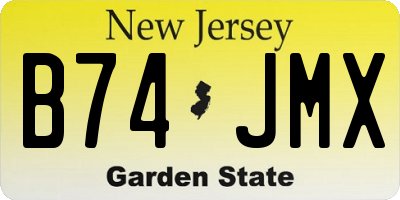 NJ license plate B74JMX