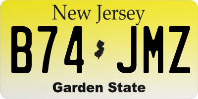 NJ license plate B74JMZ