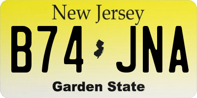 NJ license plate B74JNA