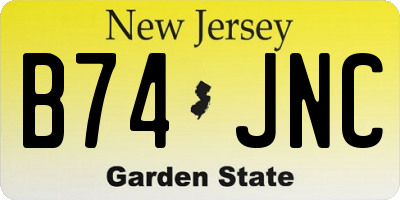 NJ license plate B74JNC