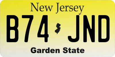 NJ license plate B74JND