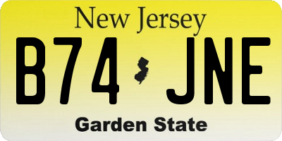 NJ license plate B74JNE