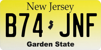 NJ license plate B74JNF