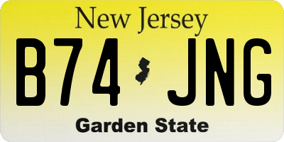 NJ license plate B74JNG
