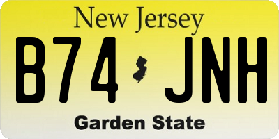 NJ license plate B74JNH
