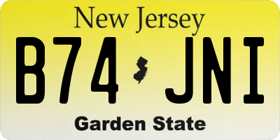 NJ license plate B74JNI