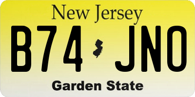 NJ license plate B74JNO