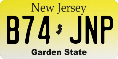 NJ license plate B74JNP
