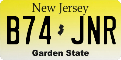 NJ license plate B74JNR
