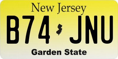 NJ license plate B74JNU