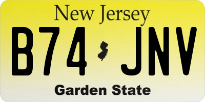 NJ license plate B74JNV