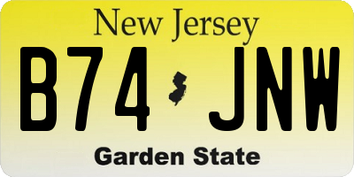 NJ license plate B74JNW